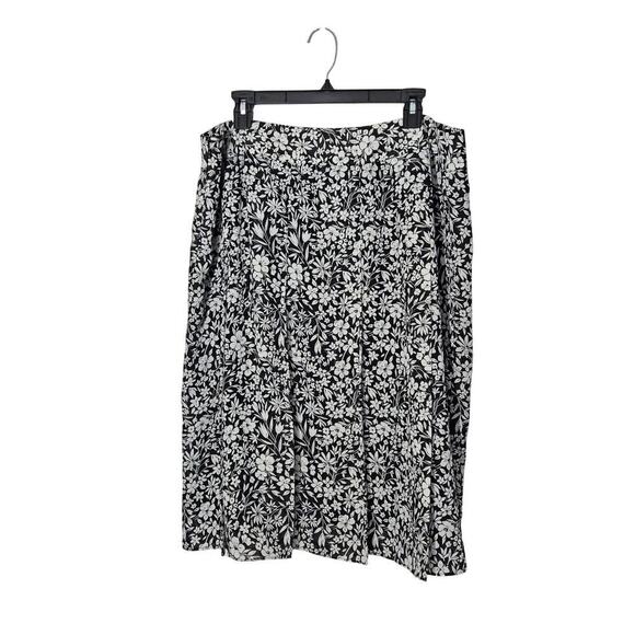 Charter Club Pleated Midi Black/White Floral Skirt Size 16W Cottagecore - Picture 2 of 7